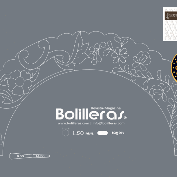 Patrón Bolilleras® Abanico Tul 01e – bordado en tul con técnica bordana